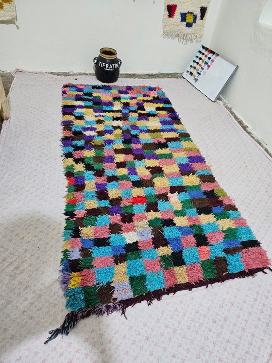 Vintage Moroccan Handira Rug – Antique and Authentic Piece 220cm x 97cm – Rugs & carpets, Cotton, Wool (photo 5 of 10)