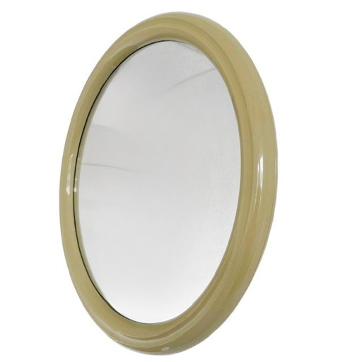 Vintage space age round mirror beige 1960's