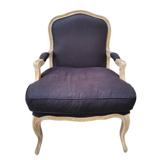Sillón à la reine, estilo Luis XV / Provenzal, roble y tapizado, f. s. XIX - Francia