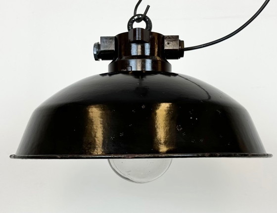 Image 1 of Industrial Black Enamel Factory Pendant Lamp, 1950s