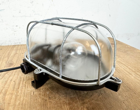 Image 1 of Industrial Brown Bakelite Wall Light with Clear Glass, 1960s
