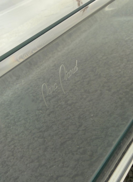 Image 1 of Table Basse Vintage en Plexiglas et Double Plateau en Verre - Signée Marc Micoud (Années 70/80)