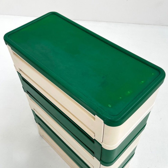 Image 1 of Cassettiera verde e bianca modello 4964 di Olaf Von Bohr per Kartell, anni &#39;70