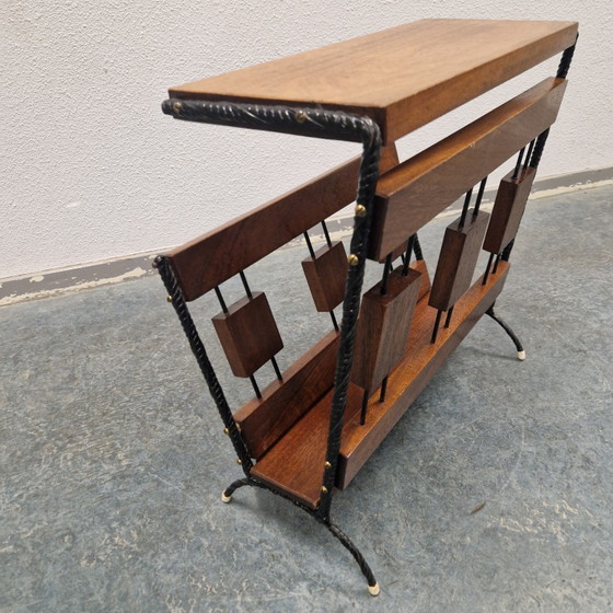 Table à Revues Années 60 Table d'Appoint Porte-revues Porte-journaux – Tables d'appoint, Metal, Wood (photo 3 of 11)