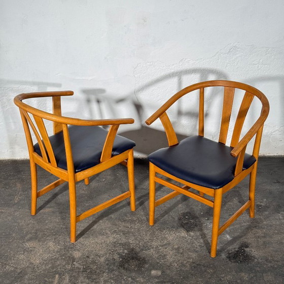 Set van 4 Carl-Ewert Ekström stoelen, blauwe lederen bekleding, jaren 70 – Fauteuils, Leather (photo 3 of 9)