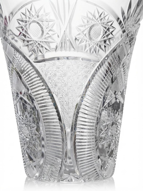 Monumental Hand-Cut Crystal Vase New Old Stock HS SUDETY POLAND 60s 70s Label 5kg 30 Cm – HS SUDETY POLOGNE (photo 8 of 15)