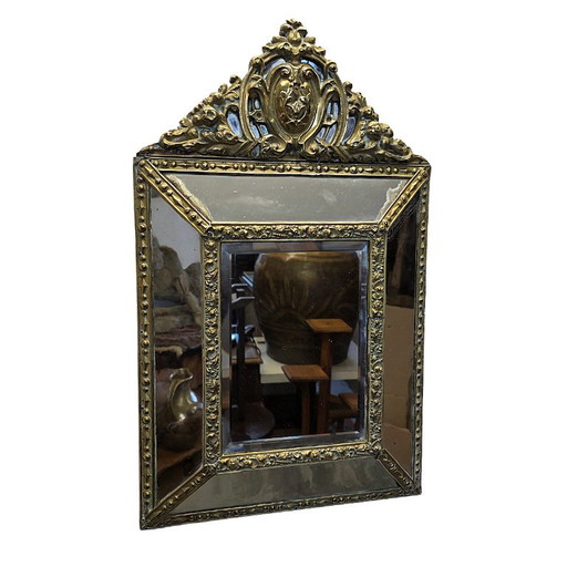 Splendido specchio francese a cuscino del XIX secolo, riccamente decorato. – spiegels, Brass (photo 2 of 7)