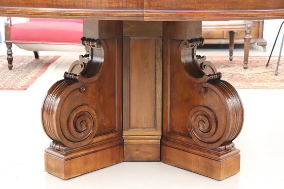 Image 1 of 19. Jahrhundert Oval Nussbaum ausziehbar Esstisch, Länge Mt 7,80