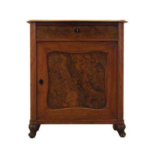 Armario danés con incrustaciones de madera de raíz, madera maciza, con cerradura y llave, década de 1960. – opbergkast, Wood