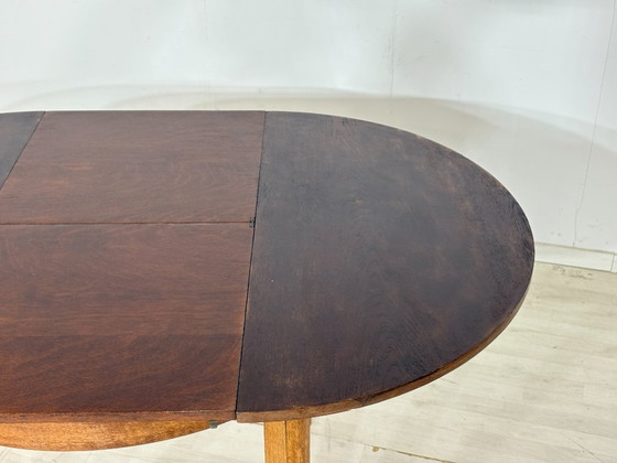 Image 1 of Art Deco dining table / Round kitchen table / Extendable wooden table – circa 1940
