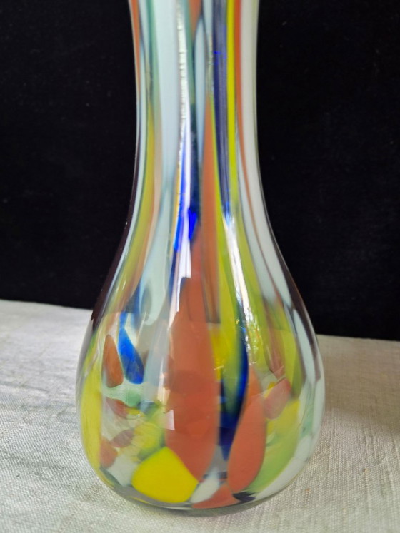 1x Mid-Century Murano-stijl Spatter Glass Vaas – Jaren 60/70 – 26 cm – Glaskunst (photo 11 of 11)