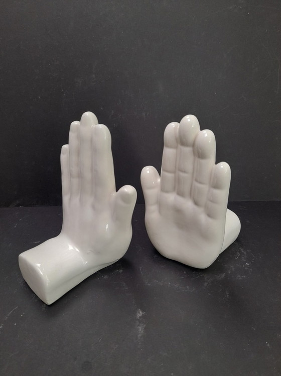 Fermalibri in ceramica a forma di mani, Oggetti decorativi, Bianco (foto 5 di 5)