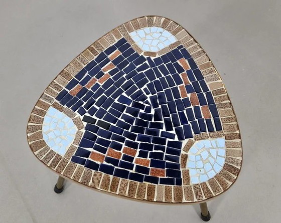 Table porte-plantes mosaïque Mid-Century (2), Laiton, Mid Century Modern (photo 7 sur 8)