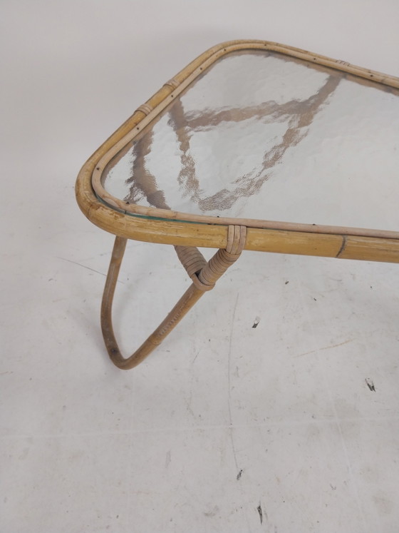1 x Rohé Noordwolde bambù con tavolino in vetro nuvola anni '50 – Tavolini, Glass, Rattan, Vintage (photo 4 of 7)