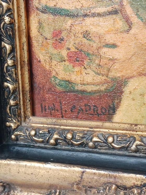 Image 1 of Olio su tela, Michel Capron, Giovane donna con ciotola, Francia, circa 1950