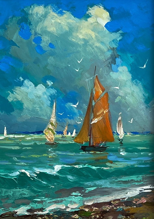 Sailboats at Sea