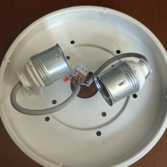 Vintage plafondlamp met gestructureerd glas – Bloemenmotief van geperst glas – jaren 70 – Plafondlampen (photo 13 of 14)