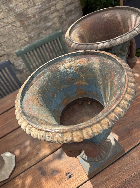 2 Antieke Tuinvazen – Decoratieve objecten, Iron (photo 13 of 13)