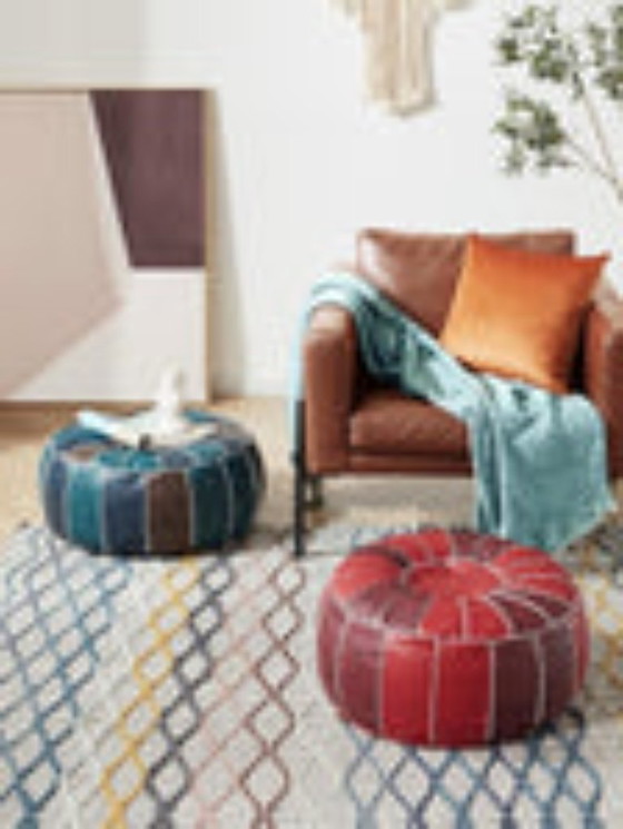 Image 1 of Pouf marocchino in pelle fatto a mano