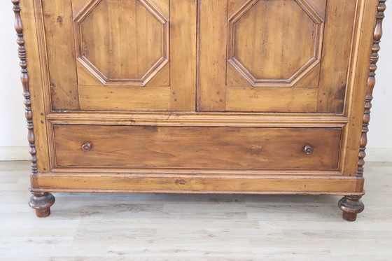 Image 1 of Solid Poplar Wood Antique Wardrobe, Italy Mid 19th Century