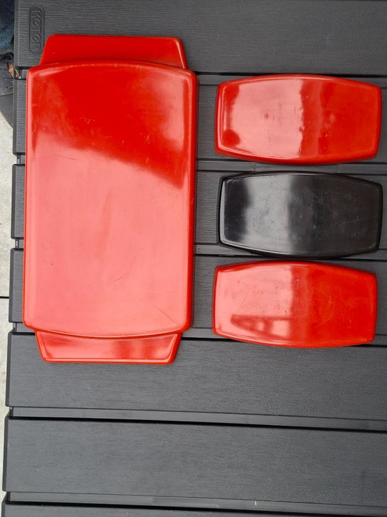 Vassoio da portata Robex con tre inserti, melamina., Accessori da cucina, Plastica, Rosso, Vintage (foto 3 di 11)