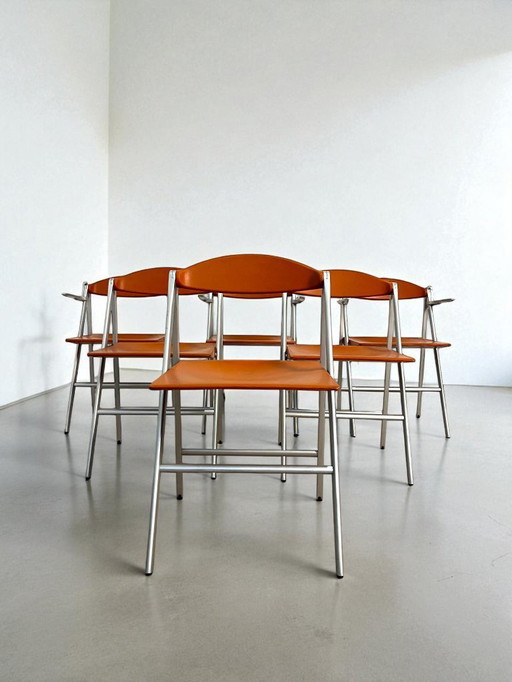 Ensemble de six chaises pliantes Donald, Studio Cerri & Associati, Fauteuil Frau