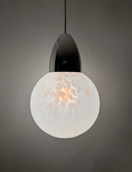 Gesprengelte Murano Glas Hängeleuchte 70er Jahre – Kronleuchter, Chrome (photo 2 of 8)