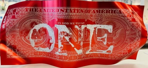 Karl LAGASSE - One Dollar Rosso Bianco - Sculpture aluminium