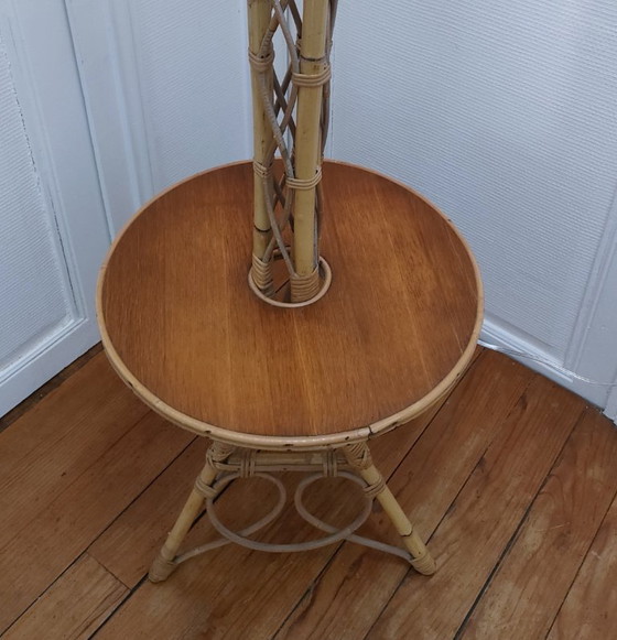 Image 1 of lampadaire bambou rotin vintage