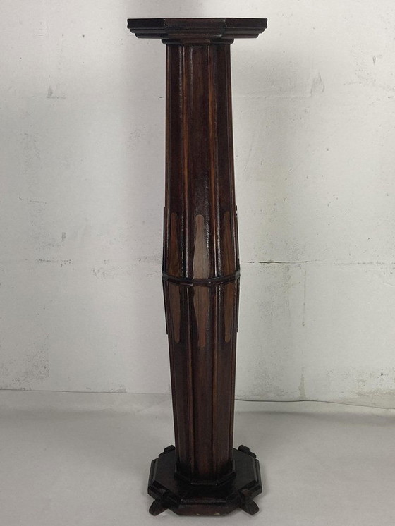 Image 1 of Art Deco Dutch Amsterdam School Pedestal, 1920S