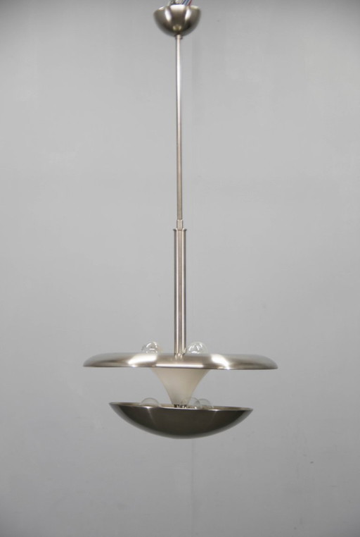 Bauhaus Nickel Chandelier by Franta Anyz for IAS, 1920s