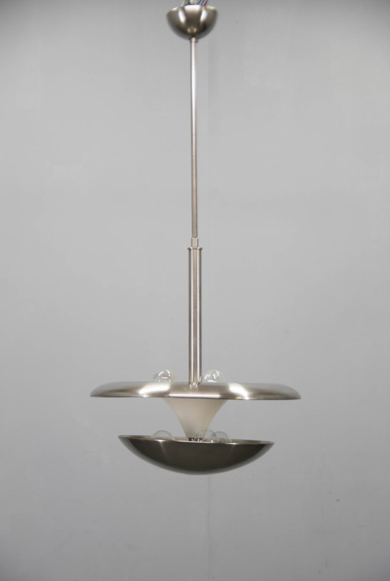 Image 1 of Bauhaus Nickel Chandelier by Franta Anyz for IAS, 1920s