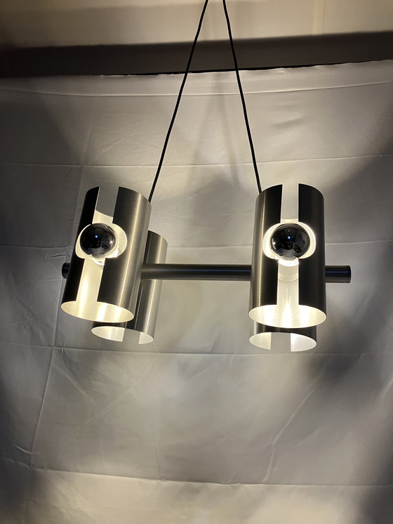 Image 1 of Suspension vintage Space Age, Polam, aluminium brossé