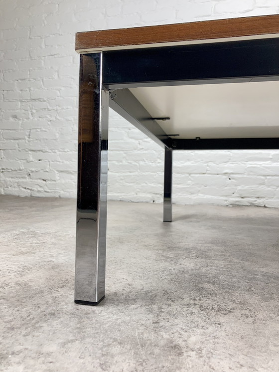 Image 1 of Tavolino da caffè vintage modernista, tavolino cromato bianco anni '70