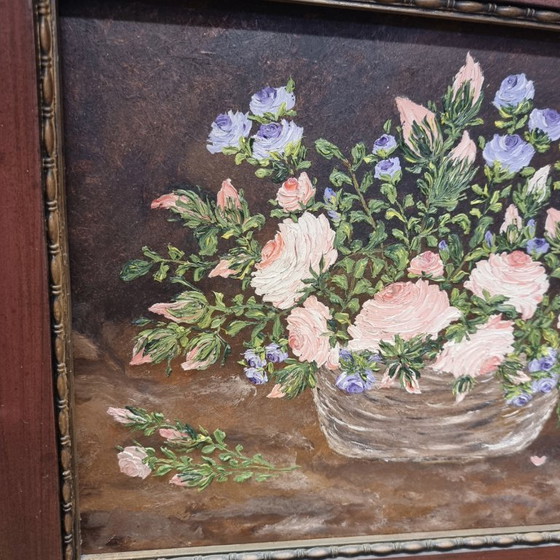 Image 1 of Vintage olieverf schilderij bloemen H. Storm