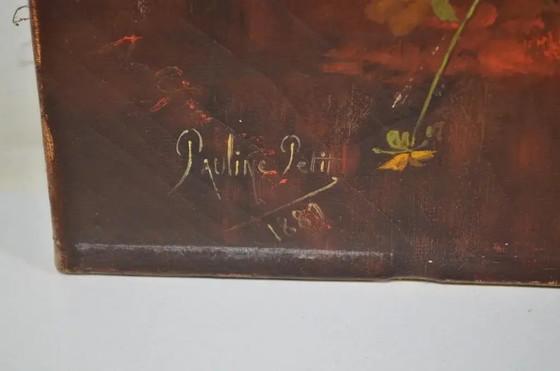 Pauline Petit (Französisch 19.-20. Jahrhundert) "Stillleben mit Blumenstrauß" Öl auf Leinwand Signiert und (photo 7 of 12)