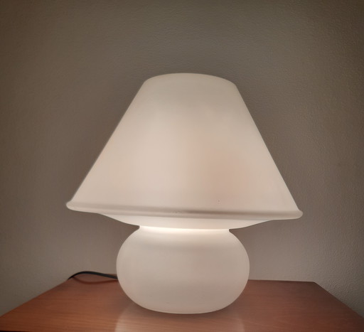 Vintage Design Pilz Glas Tischlampe, Glashütte Limburg