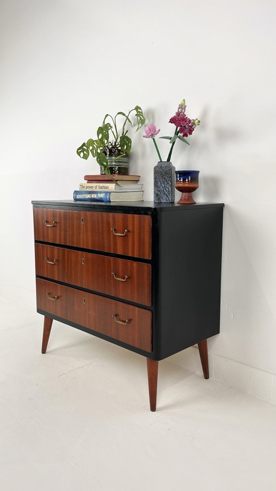 Cassettiera vintage svedese – Cassettiere, Legno, Ottone, Mid Century Modern (photo 4 of 12)