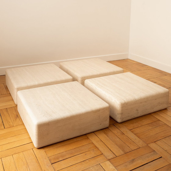 Image 1 of 4 Square Travertine Tables