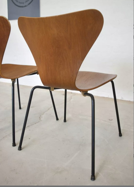 Image 1 of Modell 3107 Esszimmerstühle aus Teakholz von Arne Jacobsen für Fritz Hansen, 3er-Set
