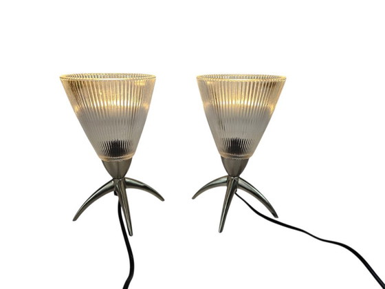 Image 1 of Gebr. Kemner - vetro - metallo - lampade da tavolo - 2 (set) - terzo quarto del XX secolo