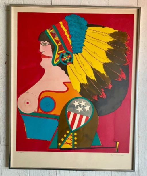 Richard Lindner “Miss American Indian”, lithographie signée,