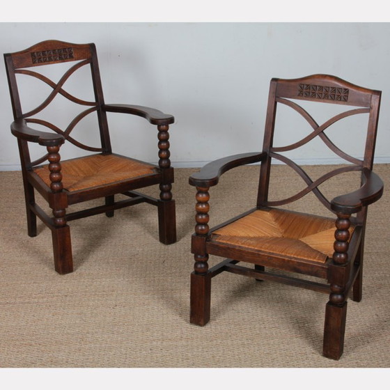 Image 1 of Pair of armchairs in the style of Charles Dudouyt, 1950
