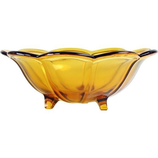 Vintage pressed glass bowl for Borske Sklo Union, Czechoslovakia 1960