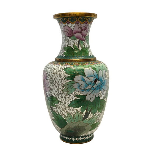 Chinese cloisonné vase with lotus flowers