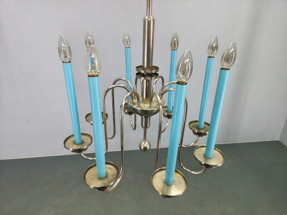 Image 1 of Art Deco Chandelier with Matching Sconces, Czechoslovakia 1930s