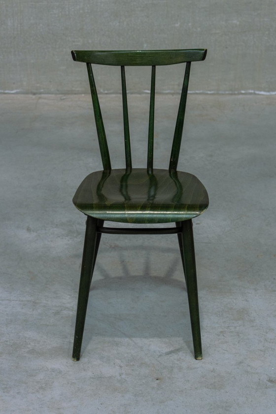 Image 1 of Set di 4 sedie da pranzo Ercol degli anni '60 + 1 sgabello