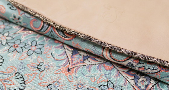 Image 1 of Oriental Handmade Tablecloth, Very Finely Crafted from Silk Threads, 100 x 100 cm