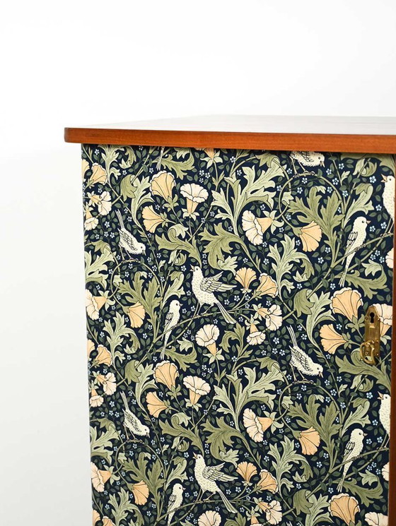 Image 1 of 1950s Scandinavian wallpapered cabinet