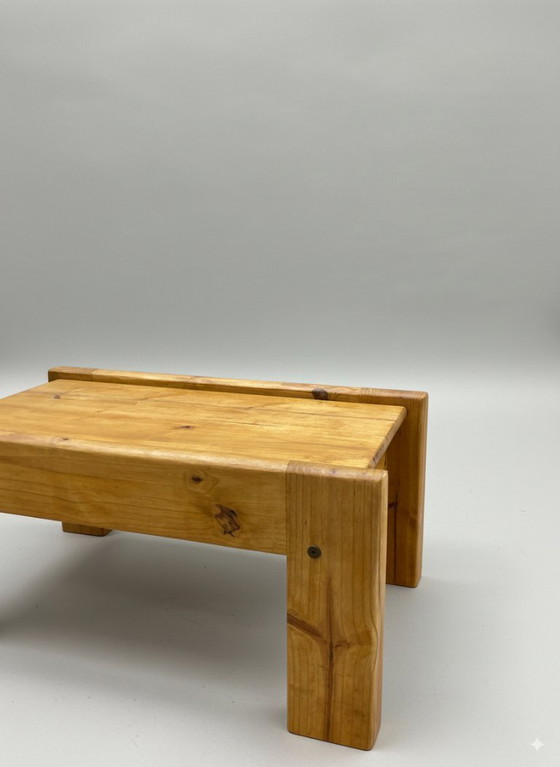 Image 1 of Vintage coffee table in solid pine - rustic Brutalist design